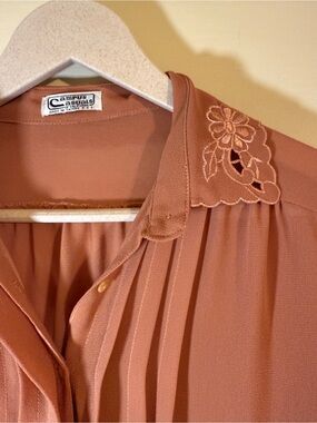 Pleated Long-Sleeve Blouse in Dusty Rose